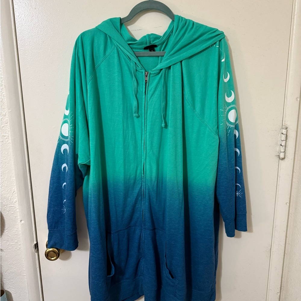 Teal and Blue Hooded Jacket - Torrid